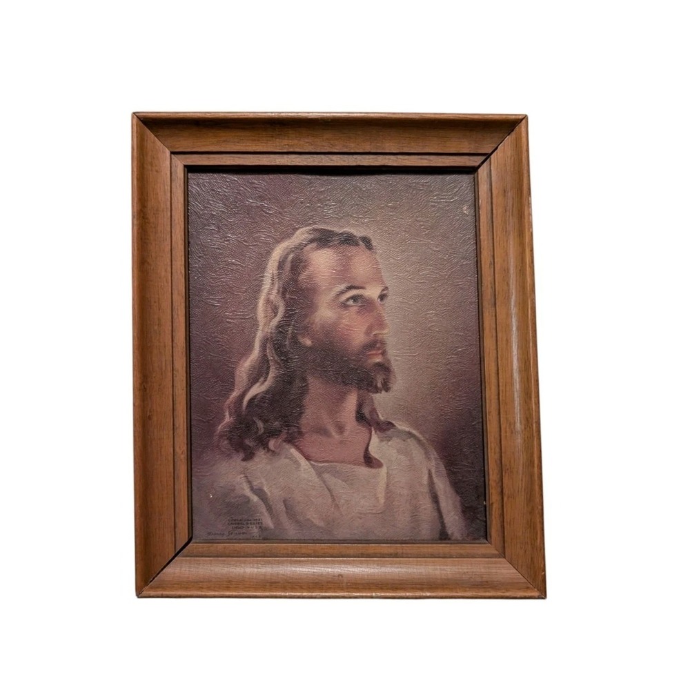 Vintage Warner Sallman Christ in Gethsemane Print Kriebel Bates 12x10 Framed